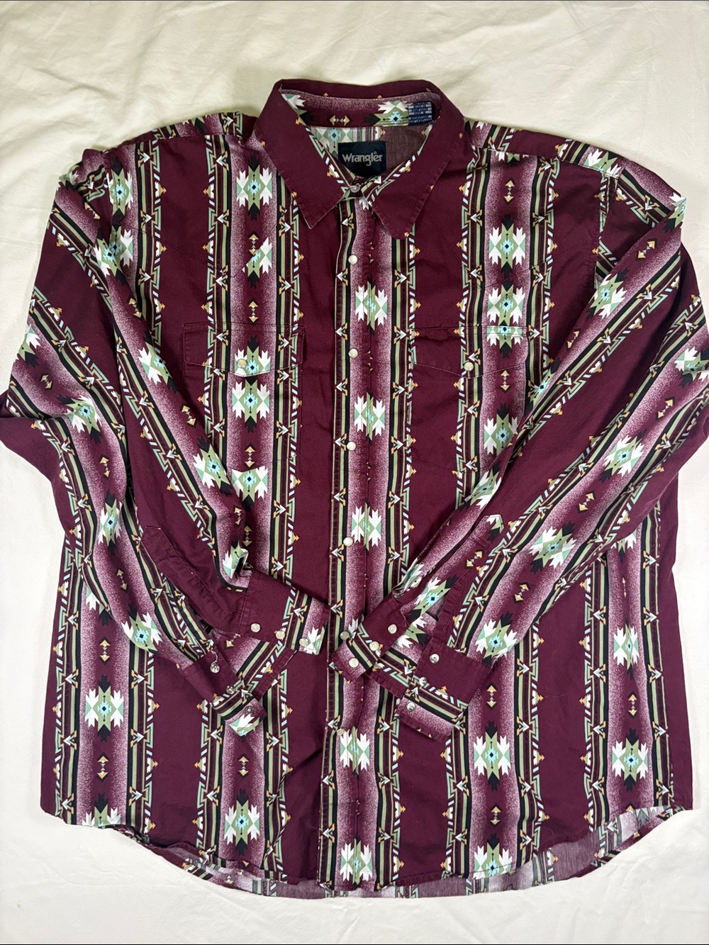 Wrangler Men’s Burgundy Southwestern Stripe Button-Down Shirt